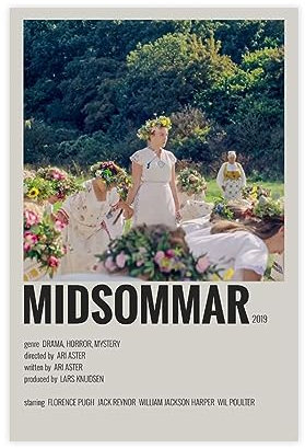 Midsommar Filmposter 2, Leinwand-Poster, Wandkunst, Dekordruck, Bild, Gemälde für Wohnzimmer, Schlafzimmer, Dekoration, ungerahmt: 30 x 45 cm