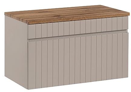 Lomadox Waschtischunterschrank 80 cm Auszug Kaschmir Eiche Nb. B/H/T ca. 80,4/48,5/46 cm
