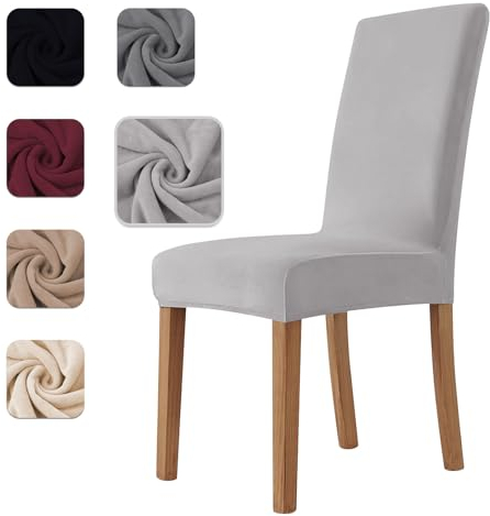 Homebliss Stuhlhussen 6er Set Stretch,Stuhlhussen Schwingstühle Elastisch für Esszimmer- und Küchenstühle, Stuhlbezug Sehr Weich Bequem Kratzfest Hellgrau