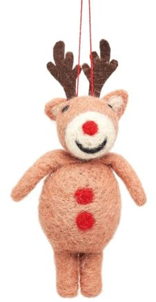 Felt Reindeer Christmas Hanging Decoration – Hanging Ornaments for Trees, Wreaths and Garlands