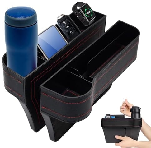 Funmo Car Organiser - Universal Seat Storage Box, Gap Filler, Cup Holder
