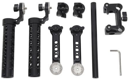 Cyrank Universal 15mm Handle Set, Video Camera Shoulder Mount Rigs Stable Handle 15mm Rod Shoulder Mount Rig for DSLR Video Camera