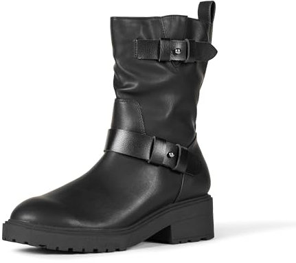 Amazon Essentials Stivali Biker a Metà Polpaccio con Gambale Corto Donna, Nero, 35 EU