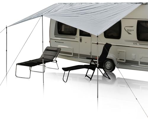 your GEAR Wohnwagen Sonnensegel Caravan Tarp 4,5 x 2,4 m Sonnendach inkl. Aufstellstangen wasserdicht 5000 mm