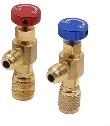 2 x Klimaanlagen-Kühlventil-Adapter, Flüssigkeits-Sicherheitsventil, Klimaanlagen-Fluor-Sicherheits-manuelles Ventil, R22/R410-Anschluss
