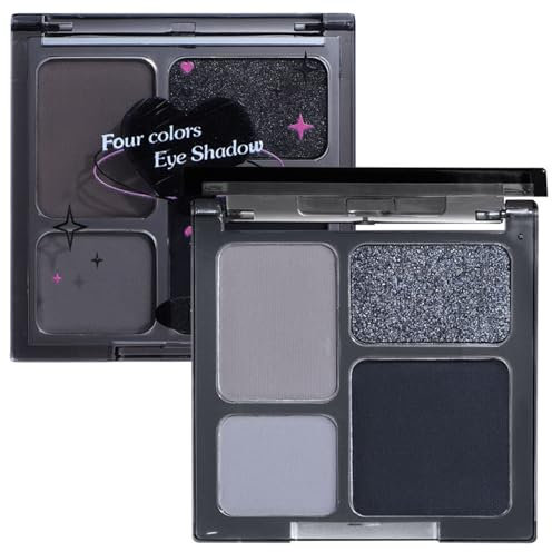EONFAVE 4 Farben Rauchige Lidschatten Palette, Kühle Töne Lidschatten Matter Schimmer Eyeshadow Palette, Glatte Textur Punk Style Eyeshadow Hochpigmentiert Smokey Schminke Palette