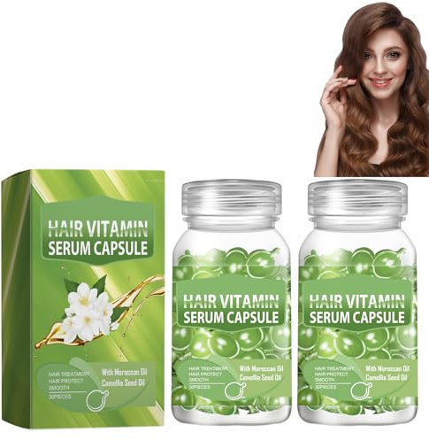 Grgowe 2Pc Capsules Pour Le Soin Des Cheveux,Soin Des Cheveux Capsules,Capsules De Sérum Nourrissant,Hair Vitamine Sérum Capsule,Huile Pour Cheveux,Pour Améliorer Les Cheveux Secs Et Crépus (green)