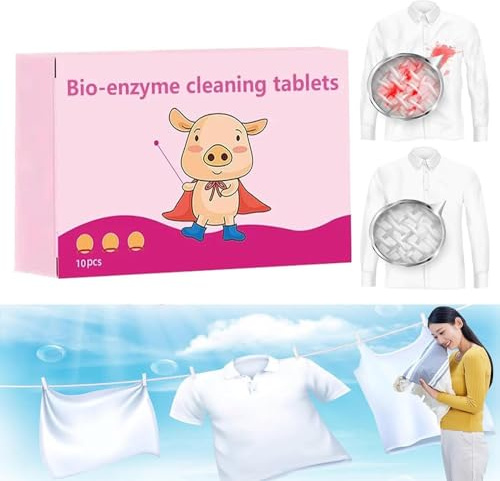 Multi-Functional Bio-Enzyme Cleaning Tablets,Cleaner Dissolve Concentrated Tablets for Clothes,Quick 3-Minute Clean,for Pillowcases Curtains Shoes Etc. (1box)