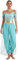Linjinx Bauchtanz Kostüm Damen Prinzessin Kostüm Pailletten Kleid Arabische Indische Kleid Halloween Karneval Fasching Kostüm Türkis XXL