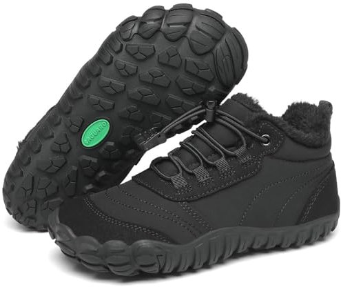SAGUARO Scarpe Barefoot Invernali Bambino Stivali da Neve Comode Caldo Stivaletti Inverno Bambina Antiscivolo Scarponcini con Imbottitura Calda, Will Ⅰ, Nero, 28 EU
