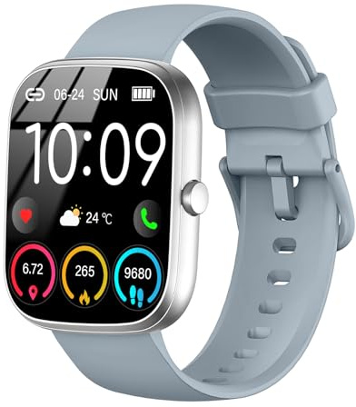 uaue Smartwatch Uomo Donna, 1.91 Orologio Fitness con Effettua/Risposta Chiamate, Sportive Fitness Tracker Grigio Argento