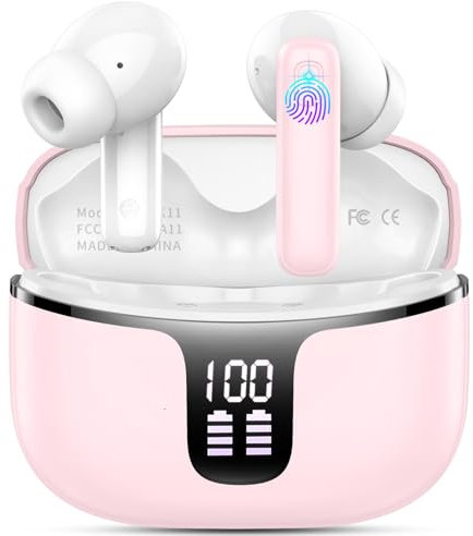 Renimer Bluetooth Kopfhörer, Kopfhörer Kabellos Bluetooth 5.3 mit 4 ENC Mic, 40std Spielzeit In Ear Kopfhörer 40std Spielzeit, Noise Cancelling Earbuds IP7 Wasserdicht LED Anzeige USB-C