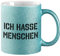 Huuraa Glitzertasse Ich hasse Menschen Geschenk 330ml Blau Ich hasse Menschen Präsent