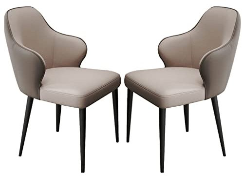 Widppsopt Esszimmerstuhl, Küchen-Esszimmerstühle, 2er-Set, Ledersessel mit Stuhlbeinen aus Kohlenstoffstahl, Metall, für Zuhause, gewerbliche Nutzung, Restaurants (Farbe: Hellgrau + Dunkelgrau)