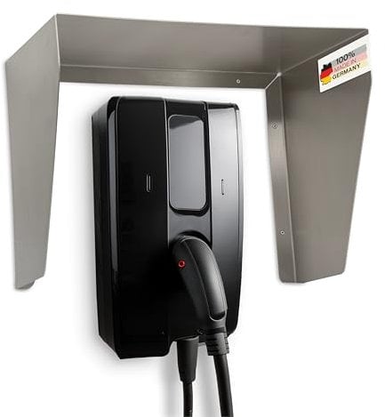 Wallbox Dach Wetterschutz Edelstahl - Überdachung zum Schutz vor Regen und Umwelteinflüssen - Schutzdach für e-Auto Ladestation - Elektro-Auto-Ladegeräte Zubehör (Edelstahl, 45x27,5x35 cm)