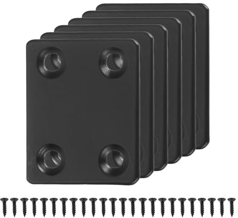 sourcing map 4 Set Flat Repair Plates, 1.5 x 1.77 Inch Stainless Steel Flat Straight Brace Bracket Mending Joining Plates with Screws for Fixing Wooden Furniture Corner, Black