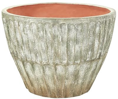 Blumentopf Terrakotta rund grün 50 x 50 cm mit Loch rustikal 38 cm hoch Nyssa