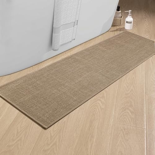 Tapis de bain antidérapant chakme 43 x 120 cm avec dos en caoutchouc antidérapant lavable Tapis de bain Tapis de douche Tapis de salle de bain Marron 43x120cm