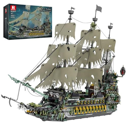Reobrix Piratenschiff Technik Klemmbausteine,66037 Fliegenden Holländers Piratenschiff Bausteine, groß Segelschiff Spielzeug Modell für Erwachsene und Jugendliche (5865 Stück)