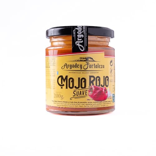 Argodey Fortaleza Mojo Rojo Suave 200g - Autentica Salsa Canaria Perfecta y Versatil para Untar con Pan, Tostadas, Arepas, Papas. Sin Conservantes ni Aditivos Artificiales