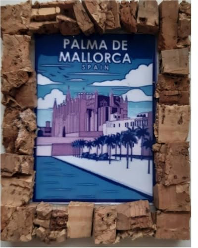 Calamita da frigorifero con Palma di Maiorca, realizzata a mano, per viaggi, vacanze, città, souvenir, 5 x 6 cm circa