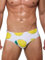 Arcweg Maillot de Bain Homme Slip Doublure avec Rembourré Souple Amovible Cordon de Serrage Réglable Confortable Citrons sur Fond Blanc L(EU)
