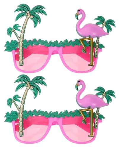 SEWACC 2 Stück Hawaii-Partybrillen Flamingo Kokospalme Tropische Brille Lustige Brillen Für Foto-Requisiten Partyzubehör