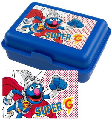 United Labels Sesamstraße Brotdose - Super-Grobi Frühstücksdosen Lunchbox Butterbrotdose mit Trennwand Blau
