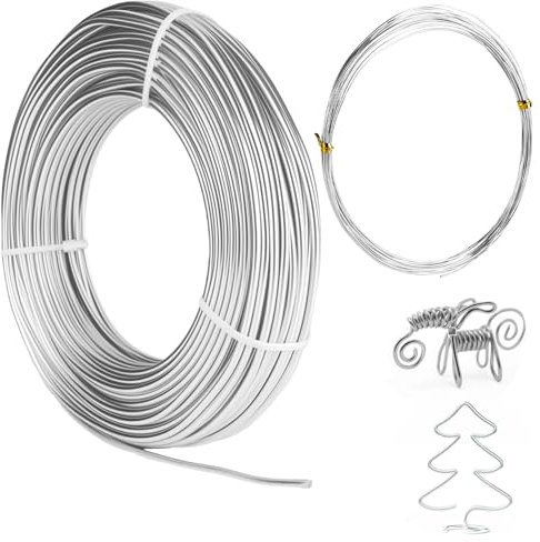 bssmmai Basteldraht ø3mmx30 M, Aluminium Draht, Diy Schmuck Wire,Basteldraht Aludraht Silber, Bindedraht,Heimdekorationsdraht,Zum Basteln Geeignet