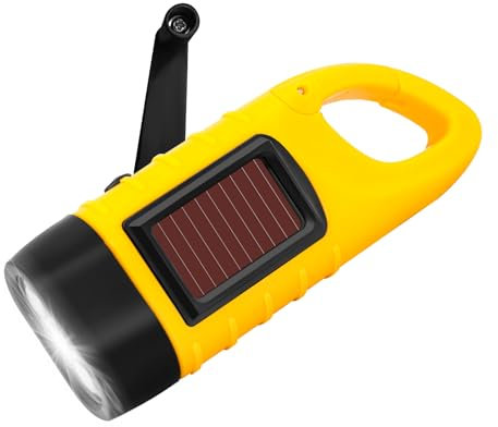 Torcia elettrica ricaricabile a manovella,Torcia elettrica ricaricabile solare di emergenza con Manovella,Mini torcia portatile con manovella e pannello solare per campeggio all'aperto
