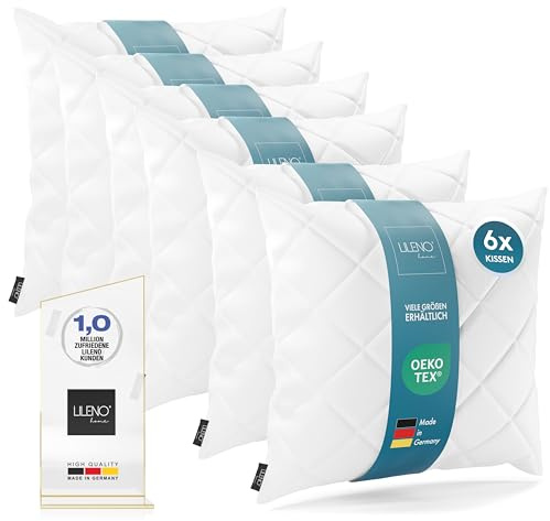 LILENO HOME Set di 6 cuscini imbottiti, 40 x 40 cm, lavabili a 95 °C, adatti per chi soffre di allergie, cuscino in poliestere, cuscino per divano, cuscino da cocktail e cuscino