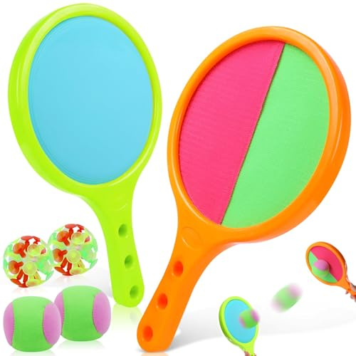 BSTDAYEVER Balle Raquette Scratch Jeux de Lancer et D'attraper Enfants