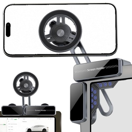 YVVV Support Téléphone Tesla pour Model 3/Y/X, Support Magnétique Puissant pour Voiture, Réglable Horizontalement ou Verticalement, Support Écran Tesla, Compatible avec iPhone 17/16/15/14/13 Pro/Plus