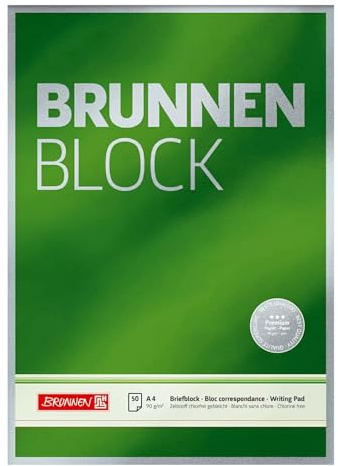 Brunnen-Block / Briefblock Premium DIN A4, 90g, 50 Blatt (Unliniert)