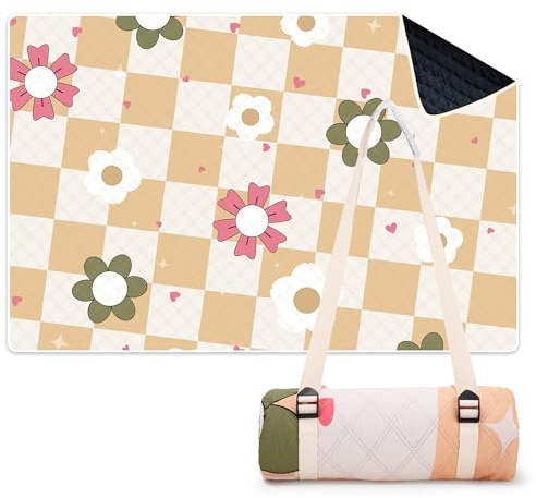 LARUTAN Picknickdecke XXL 200x300 wasserdicht – Kyoto Design, extra große Stranddecke gepolstert & isoliert, waschbare Picknickdecke sandfrei für Camping, Outdoor & Reisen
