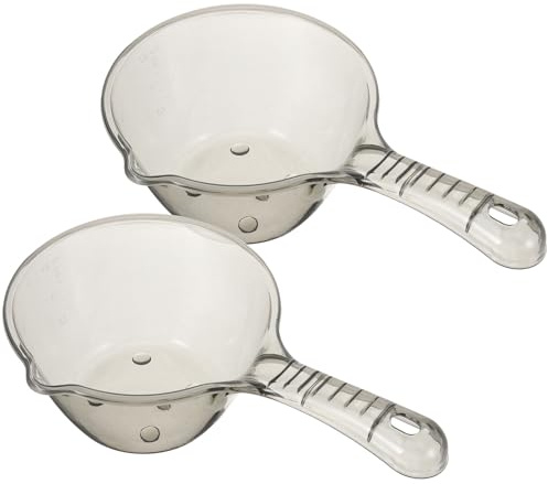 HOMSFOU Lot de 2 Louches à Eau Épaisses en Plastique Long Manche, Bec Verseur Pratique, Coloris Gris Fumé, Cuisine, Salle de Bain et Jardin, Ustensiles Multifonctionnels pour Arroser