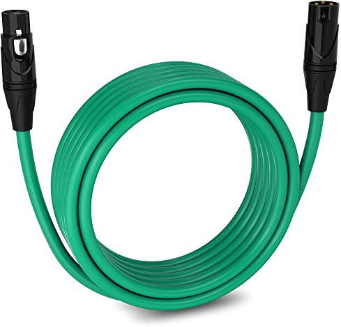 LyxPro 20 ft Balanced XLR Mic Cable, Male to Female, Green