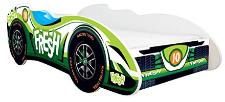 Kinderbett mit Absturzsicherung und Lattenrost | Auto Bett F1 - TOP CAR | 140 x 70 cm *MATRATZE GRATIS* 10 Designs |