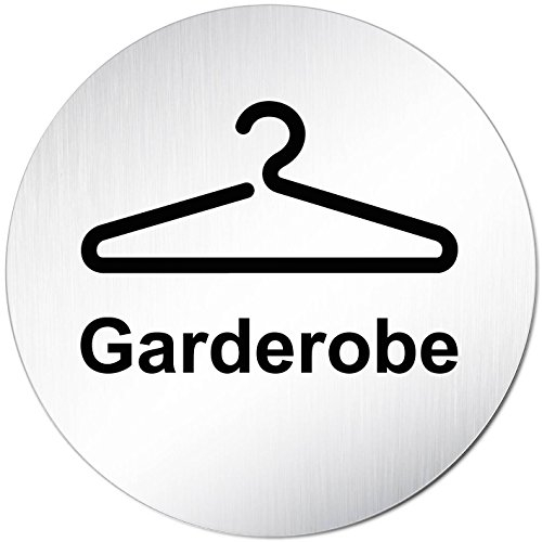 Türschilder24 XXL Türschild • Ø 100 mm • Schild Garderobe • aus Aluminium Vollmaterial • geschliffene Edelstahloptik • 100% Made in Germany