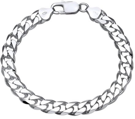 JEWLIX Herren 925 Sterling Silber Panzerkette Armband, 8mm Breit, Hochglanz, Karabiner, 19cm