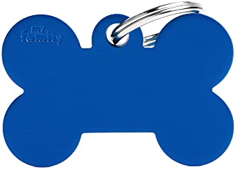 My Family Placa de Identificación Personalizado para Perro Made in Italy, Hueso Grande, Placa de identificación de Perro Grabada Gratis, Metal esmaltado a Mano, Colección Basic, 38x25 mm