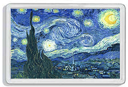 AWS Magnet aus PVC Sternennacht von Vincent Van Gogh, Post-Impressionistisch, Dekormagnet, Magnet, 1 stück, Polyvinylchlorid (PVC), 7,8 x 5,2 cm