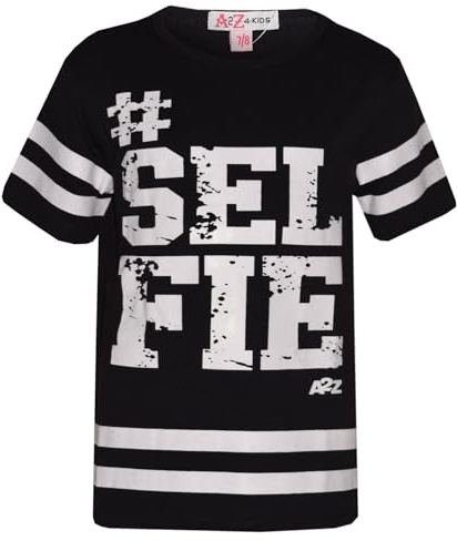 A2Z 4 Kids Girls T Shirts #Selfie Printed T Shirt Plain Camouflage Pullover Top Short Sleeve Shirt Soft Feel Summer Tank Top & Tees Gifts for Childrens Girls Age 5-13 Years