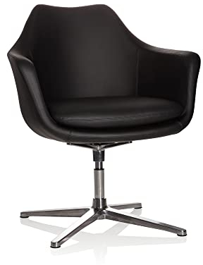 hjh OFFICE 600987 Lounge Sessel Artemia Kunstleder Schwarz Drehsessel im eleganten Design
