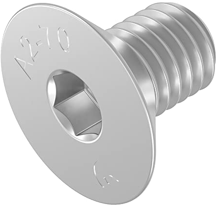SECCARO Senkschraube M12 x 20 mm, Edelstahl V2A VA A2, DIN 7991 / ISO 10642, Innensechskant, 20 Stück