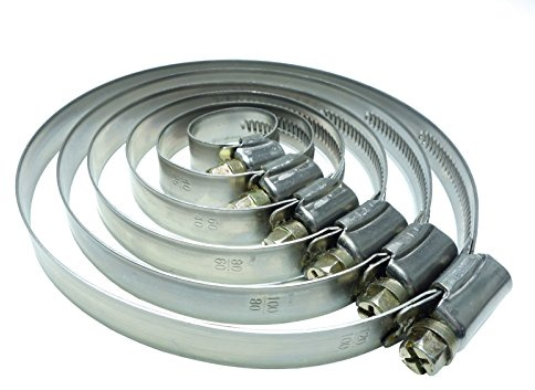 10 Stück SCHLAUCHSCHELLE EDELSTAHL-SCHELLE Ø 80-100mm W2-QUALITÄT Edelstahl INOX V2A 1.4301 | GRÖSSEN 12-120mm & 1/10/20/50/100er Pack | Band 12mm Schnecken-Gewinde Schlauch-Klemme Rohrschelle TOP