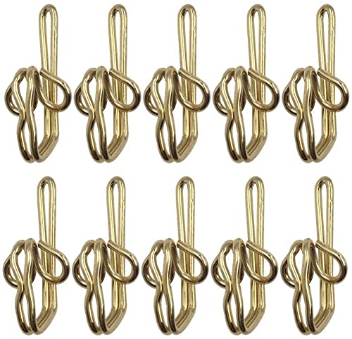 Kuou 100 Pieces Metal Curtain Hooks, Brass Drapery Hooks, Metal Curtain Header Tape (Gold)