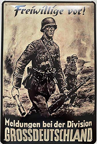 Deko7 Blechschild 30 x 20 cm Freiwillige vor ! Meldungen bei der Division Grossdeutschland