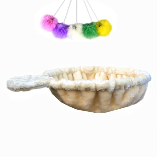 SHENGOCASE Lot de 5 balles à Suspendre avec Corde élastique pour remplacer l'arbre à Chat, 33 cm, Beige