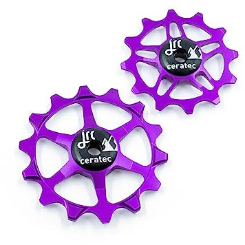 JRC Components Keramik-Schaltwerk-Rad für SRAM Eagle | Paar 14 & 12T Stützräder Keramiklager – Rennrad Schaltwerk Riemenscheibe Räder | Keramik Speed Pulley Wheels – Lila